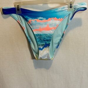 AA-225 Aerie NWT Cheeky Blue & Orange Lined‎ Summer Swim Bikini Bottoms Size XL